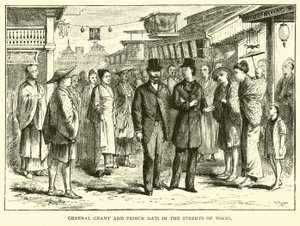 El General Grant y el Príncipe Dati en las calles de Tokio