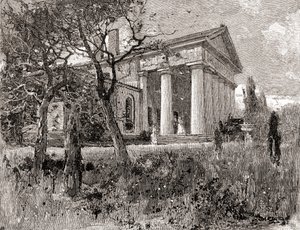 La casa del general Robert E. Lee, en Arlington, Virginia, en el siglo XIX, de "The Century Illustrated Monthly Magazine", publicado en 1884 (grabado). de American School