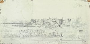 Vista general al final de la batalla, de los Cuadernos de Bocetos de la Guerra Civil de American School