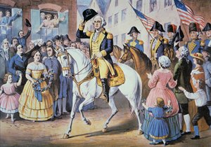 George Washington entra en la ciudad de Nueva York el 25 de noviembre de American School