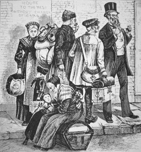 Inmigrantes alemanes en la ciudad de Nueva York, c.1870 de American School