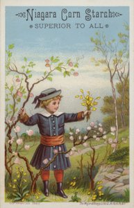 Niña sosteniendo ramo de flores en el campo de American School