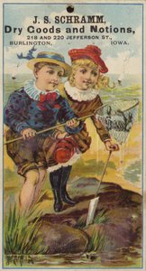 Niña y niño pescando cangrejos en la poza de American School