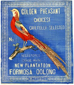 Golden Pheasant Choicest Carefully Select, No. Registered Trade Mark New Plantation Formosa Oolong de American School