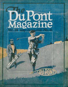 Jugando al golf, portada de la revista DuPont, mayo-junio 1921