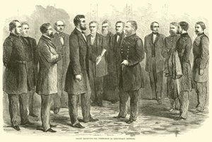 Grant recibiendo su comisión como teniente general, mayo de 1864 de American School
