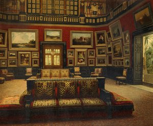 Gran Salón, Hotel Van der Bilt en Nueva York, ca 1840, grabado en color de American School