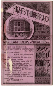 H.K. & F.B. Thurber & Co. folleto comercial, recto (folleto grabado)