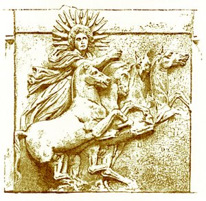 Helios en su carro, ilustración de History of Greece de Victor Duruy, publicado en 1890