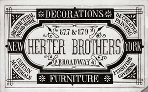 Herter Brothers, Decoraciones, Muebles, 877 & 879 Broadway, Nueva York [tarjeta comercial] de American School