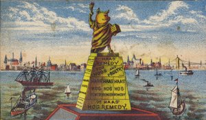 Cerdo en un pedestal de American School