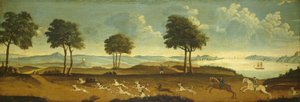 Escena de caza con un puerto, siglo XVIII de American School
