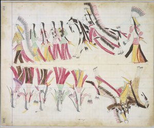 Danza india, ilustración del Black Horse Ledger, 1877-79 de American School