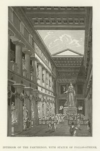 Interior del Partenón, con Estatua de Palas Atenea de American School