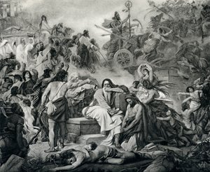 Jeremías en la caída de Jerusalén, de "The Jewish Encyclopedia", c.1901 (grabado)