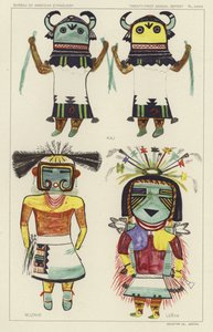 Kau, Muzribi, Lenya (litografía en color) de American School
