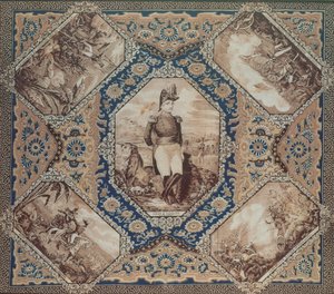 Pañuelo con retrato de Zachary Taylor y batallas de la Guerra Mexicana (1846-8), 1848 de American School