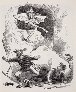 Kobolds, de La Guía Mundial de Gnomos, Hadas, Elfos y Otros Seres Pequeños por Thomas Keightley (1789-1872) Publicado 1880, (grabado en blanco y negro)