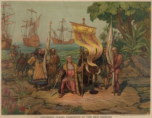 Colón desembarca el 12 de octubre de 1492 en la isla San Salvador. 1893 de American School