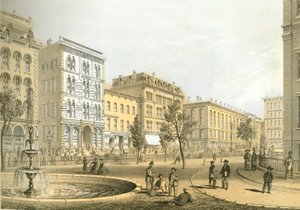 LaSalle Street desde Courthouse Square, de Chicago Illustrated, con descripciones literarias de James W. Sheahan, publicado por Jevne & Almini, Chicago, 1866-67 de American School