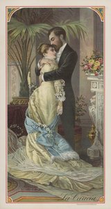La caricia (litografia en color) de American School