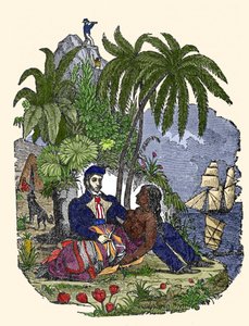 La vida de los piratas en la isla de Madagascar. Grabado de “El libro del pirata” 1837. de American School