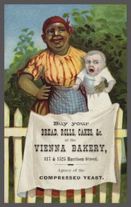 Dama con bebé anunciando Vienna Bakery
