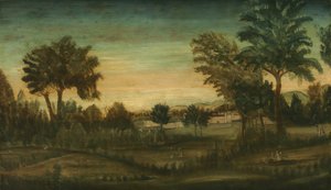 Paisaje con edificios, finales del siglo XVIII de American School