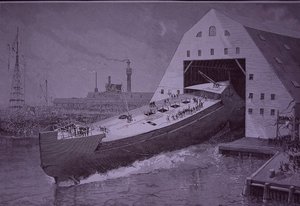 Lanzamiento del USS Maine, ocho años antes de que fuera hundido de American School