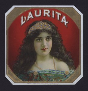 Laurita, etiqueta de cigarro (chromolitho)