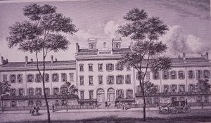 LeRoy Place en 1831, parte de lo que ahora es Bleecker Street en Greenwich Village (grabado) de American School