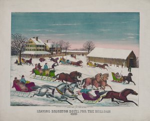 Saliendo del Hotel Brighton hacia el Mill-Dam, invierno, c.1871 de American School