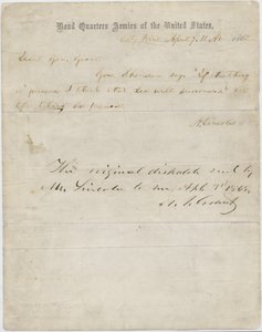 Carta de Abraham Lincoln al General Ulysses S. Grant, 7 de abril de 1865 de American School
