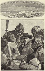 El teniente Schwatka mostrando a los esquimales el Illustrated London News