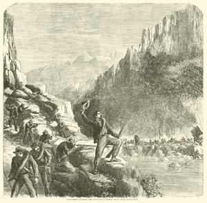 Francotiradores de Longstreet atacando un tren federal sobre Chattanooga, octubre de 1863 de American School