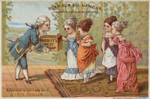Hombre entregando jabón a damas de American School