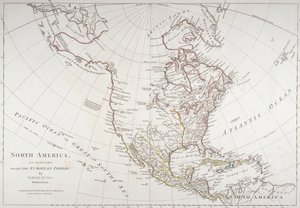 Mapa que muestra América del Norte dividida por las Potencias Europeas, 1774