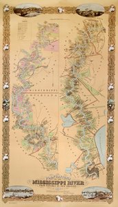 Mapa que representa las plantaciones en el río Mississippi desde Natchez hasta Nueva Orleans, 1858