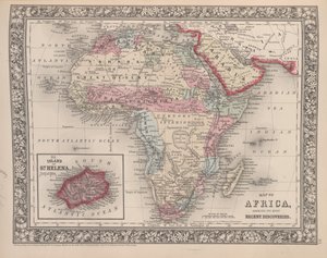 Mapa de África que muestra sus descubrimientos más recientes con la isla de Santa Elena, del nuevo atlas general de Mitchell, 1863