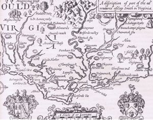 Mapa de Virginia, ilustración de la Historia de los Estados Unidos de Cassell, publicada por Petter & Galpin c.1890