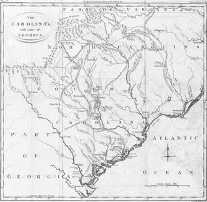 Mapa de las Carolinas con parte de Georgia