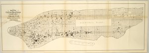 Mapa de la ciudad de Nueva York que muestra la ubicación de la viruela, del 1 de mayo de 1874 al 30 de abril de 1875 de American School