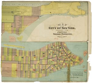 Mapa de la ciudad de Nueva York, mostrando sus divisiones políticas y subdivisiones de American School