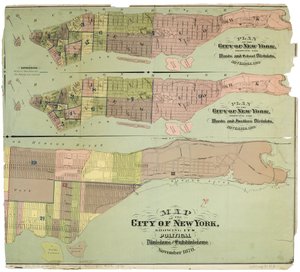 Mapa de la ciudad de Nueva York, mostrando sus divisiones políticas y subdivisiones de American School