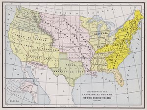 Mapa que muestra el crecimiento territorial de los Estados Unidos