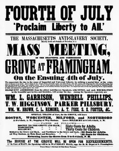 Póster de la Sociedad Antiesclavista de Massachusetts proclamando Libertad para Todos en el Día de la Independencia, 1859