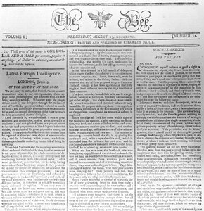 Cabecera de The Bee, impreso el 23 de agosto de 1797 de American School