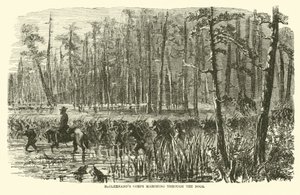 Cuerpo de McClernand marchando a través de los pantanos, marzo 1863 de American School