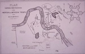 Guerra Mexicano-Estadounidense (1846-48), mapa de las tropas estadounidenses cerca del Río Grande y Matamoros