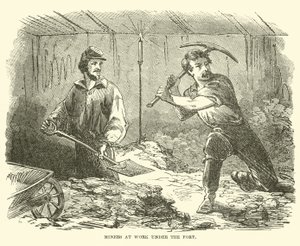 Mineros trabajando bajo el fuerte, junio 1863 de American School